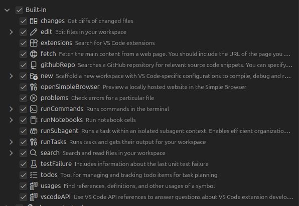 Built-in agent tools overview